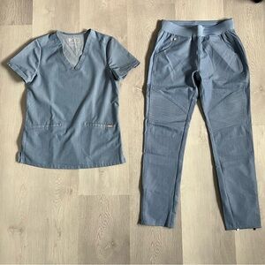 FIGS WOMENS CASMA TOP KANYE MOTO PANT SRUB SET XS